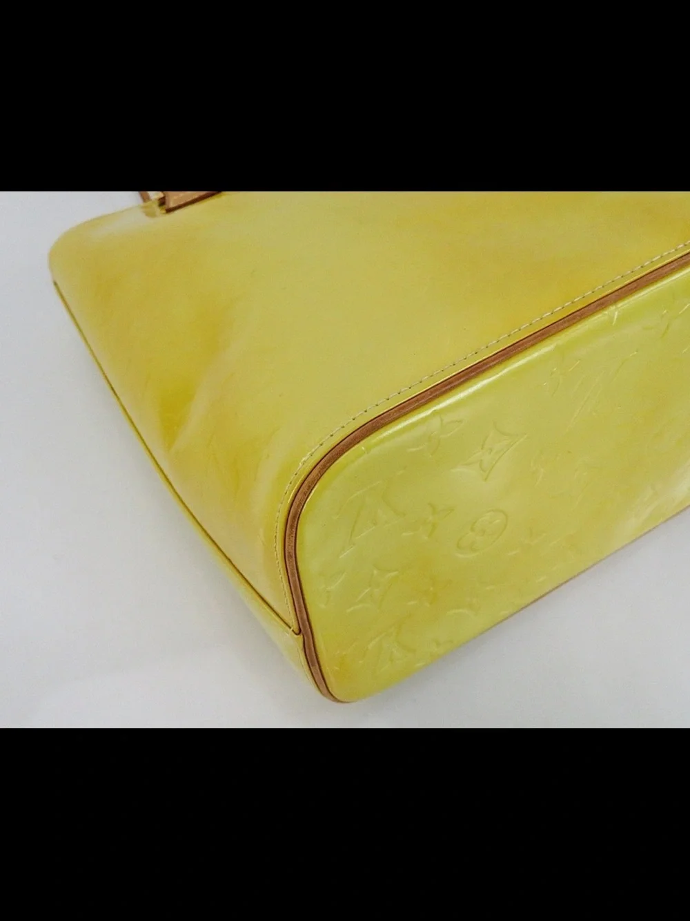 Louis Vuitton Yellow Patent Monogram Tote with Tan Handles